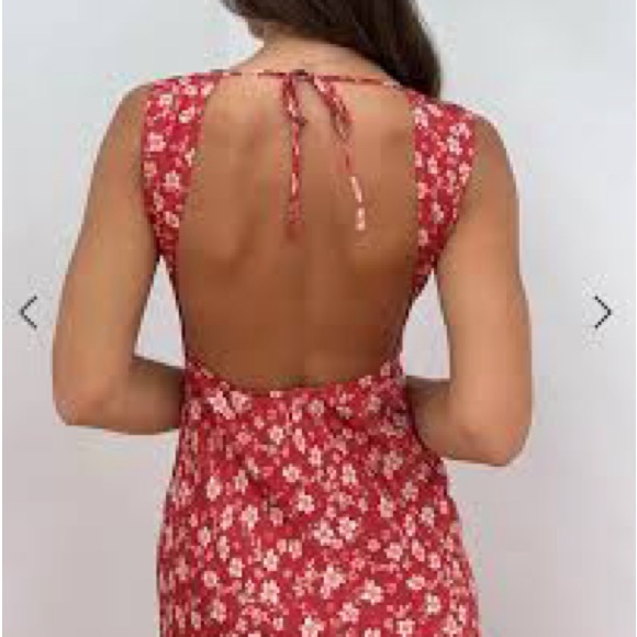 Ownley Tulip Dress Midi Red Floral - Picture 2 of 3